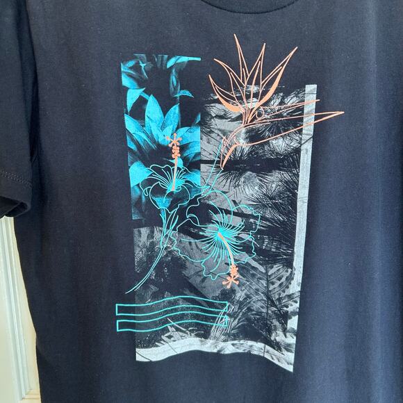 Kohl's APT. 9 Tropical Island Short Sleeve Black T-Shirt in Men's Large - Picture 2 of 9